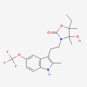 molecular formula C19H23F3N2O4 B5374911 5-ethyl-4-hydroxy-4,5-dimethyl-3-{2-[2-methyl-5-(trifluoromethoxy)-1H-indol-3-yl]ethyl}-1,3-oxazolidin-2-one 