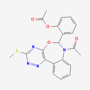 molecular formula C21H18N4O4S B5374950 2-[7-acetyl-3-(methylthio)-6,7-dihydro[1,2,4]triazino[5,6-d][3,1]benzoxazepin-6-yl]phenyl acetate 