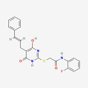 N-(2-fluorophenyl)-2-{[4-hydroxy-6-oxo-5-(3-phenyl-2-propen-1-yl)-1,6-dihydro-2-pyrimidinyl]thio}acetamide