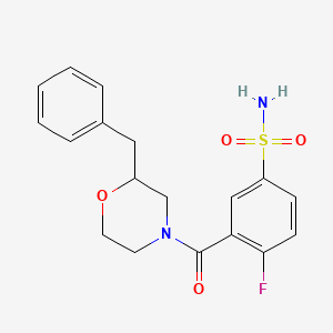 molecular formula C18H19FN2O4S B5374970 3-[(2-benzyl-4-morpholinyl)carbonyl]-4-fluorobenzenesulfonamide 