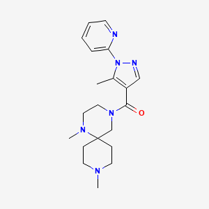 molecular formula C20H28N6O B5374994 1,9-dimethyl-4-[(5-methyl-1-pyridin-2-yl-1H-pyrazol-4-yl)carbonyl]-1,4,9-triazaspiro[5.5]undecane 