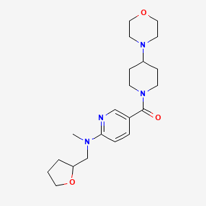 molecular formula C21H32N4O3 B5375029 N-methyl-5-[(4-morpholin-4-ylpiperidin-1-yl)carbonyl]-N-(tetrahydrofuran-2-ylmethyl)pyridin-2-amine 