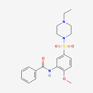 molecular formula C20H25N3O4S B5375058 N-{5-[(4-ethyl-1-piperazinyl)sulfonyl]-2-methoxyphenyl}benzamide 