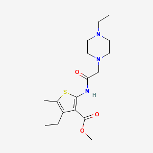 molecular formula C17H27N3O3S B5375086 methyl 4-ethyl-2-{[(4-ethyl-1-piperazinyl)acetyl]amino}-5-methyl-3-thiophenecarboxylate 
