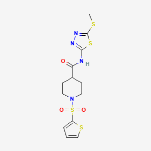 molecular formula C13H16N4O3S4 B5375092 N-[5-(methylthio)-1,3,4-thiadiazol-2-yl]-1-(2-thienylsulfonyl)-4-piperidinecarboxamide 