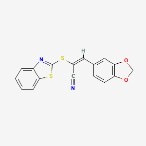 molecular formula C17H10N2O2S2 B5375141 3-(1,3-benzodioxol-5-yl)-2-(1,3-benzothiazol-2-ylthio)acrylonitrile 