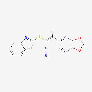 3-(1,3-benzodioxol-5-yl)-2-(1,3-benzothiazol-2-ylthio)acrylonitrile