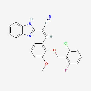 molecular formula C24H17ClFN3O2 B5375235 2-(1H-benzimidazol-2-yl)-3-{2-[(2-chloro-6-fluorobenzyl)oxy]-3-methoxyphenyl}acrylonitrile 