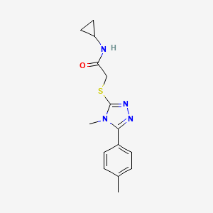 molecular formula C15H18N4OS B5375258 N-cyclopropyl-2-{[4-methyl-5-(4-methylphenyl)-4H-1,2,4-triazol-3-yl]thio}acetamide 