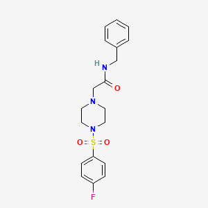 molecular formula C19H22FN3O3S B5375301 N-benzyl-2-{4-[(4-fluorophenyl)sulfonyl]-1-piperazinyl}acetamide 