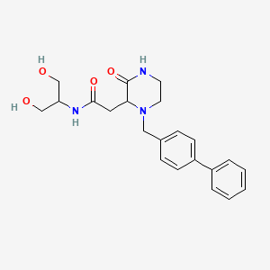 molecular formula C22H27N3O4 B5375305 2-[1-(4-biphenylylmethyl)-3-oxo-2-piperazinyl]-N-[2-hydroxy-1-(hydroxymethyl)ethyl]acetamide 