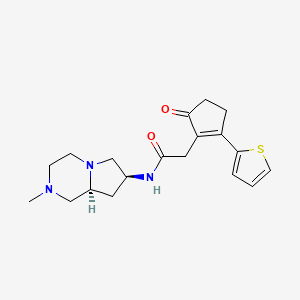 molecular formula C19H25N3O2S B5375410 N-[(7S,8aS)-2-methyloctahydropyrrolo[1,2-a]pyrazin-7-yl]-2-[5-oxo-2-(2-thienyl)cyclopent-1-en-1-yl]acetamide 
