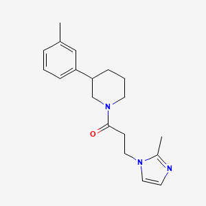 molecular formula C19H25N3O B5375420 1-[3-(2-methyl-1H-imidazol-1-yl)propanoyl]-3-(3-methylphenyl)piperidine 