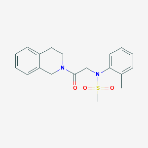 molecular formula C19H22N2O3S B5375435 N-[2-(3,4-dihydro-2(1H)-isoquinolinyl)-2-oxoethyl]-N-(2-methylphenyl)methanesulfonamide 