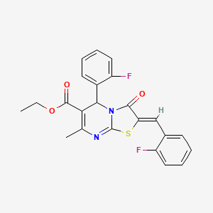 molecular formula C23H18F2N2O3S B5375451 ethyl 2-(2-fluorobenzylidene)-5-(2-fluorophenyl)-7-methyl-3-oxo-2,3-dihydro-5H-[1,3]thiazolo[3,2-a]pyrimidine-6-carboxylate 