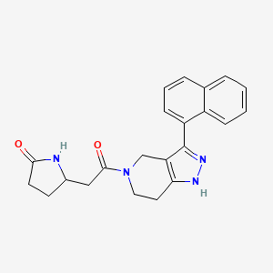 molecular formula C22H22N4O2 B5375468 5-{2-[3-(1-naphthyl)-1,4,6,7-tetrahydro-5H-pyrazolo[4,3-c]pyridin-5-yl]-2-oxoethyl}pyrrolidin-2-one 