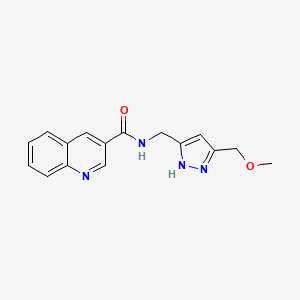 molecular formula C16H16N4O2 B5375486 N-{[5-(methoxymethyl)-1H-pyrazol-3-yl]methyl}quinoline-3-carboxamide 