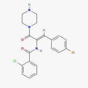 molecular formula C20H19BrClN3O2 B5375541 N-[2-(4-bromophenyl)-1-(1-piperazinylcarbonyl)vinyl]-2-chlorobenzamide 