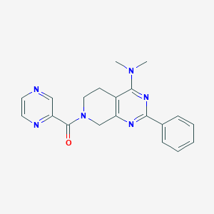 molecular formula C20H20N6O B5375543 N,N-dimethyl-2-phenyl-7-(2-pyrazinylcarbonyl)-5,6,7,8-tetrahydropyrido[3,4-d]pyrimidin-4-amine 