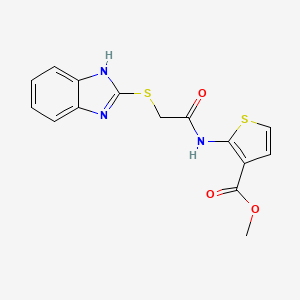 molecular formula C15H13N3O3S2 B5375545 methyl 2-{[(1H-benzimidazol-2-ylthio)acetyl]amino}-3-thiophenecarboxylate 