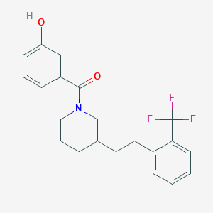 molecular formula C21H22F3NO2 B5375559 3-[(3-{2-[2-(trifluoromethyl)phenyl]ethyl}-1-piperidinyl)carbonyl]phenol 