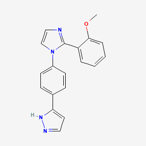 molecular formula C19H16N4O B5375565 5-{4-[2-(2-methoxyphenyl)-1H-imidazol-1-yl]phenyl}-1H-pyrazole 