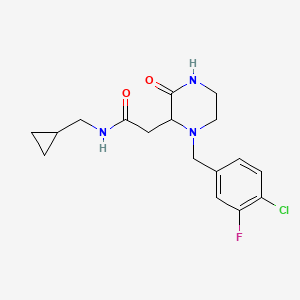 molecular formula C17H21ClFN3O2 B5375569 2-[1-(4-chloro-3-fluorobenzyl)-3-oxo-2-piperazinyl]-N-(cyclopropylmethyl)acetamide 