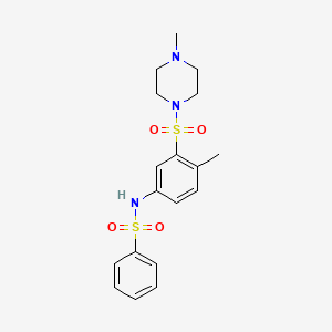 molecular formula C18H23N3O4S2 B5375575 N-{4-methyl-3-[(4-methyl-1-piperazinyl)sulfonyl]phenyl}benzenesulfonamide 