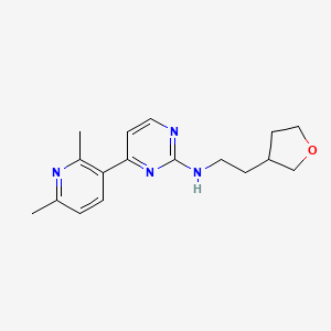 molecular formula C17H22N4O B5375578 4-(2,6-dimethylpyridin-3-yl)-N-[2-(tetrahydrofuran-3-yl)ethyl]pyrimidin-2-amine 