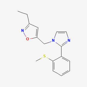 molecular formula C16H17N3OS B5375581 3-ethyl-5-({2-[2-(methylthio)phenyl]-1H-imidazol-1-yl}methyl)isoxazole 