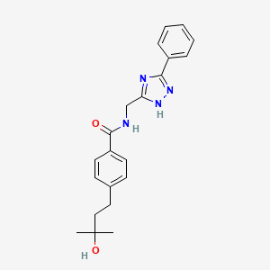 molecular formula C21H24N4O2 B5375602 4-(3-hydroxy-3-methylbutyl)-N-[(3-phenyl-1H-1,2,4-triazol-5-yl)methyl]benzamide 