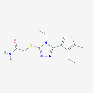 molecular formula C13H18N4OS2 B5375635 2-{[4-ethyl-5-(4-ethyl-5-methyl-3-thienyl)-4H-1,2,4-triazol-3-yl]thio}acetamide 