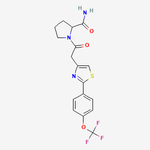 molecular formula C17H16F3N3O3S B5375648 1-({2-[4-(trifluoromethoxy)phenyl]-1,3-thiazol-4-yl}acetyl)prolinamide 