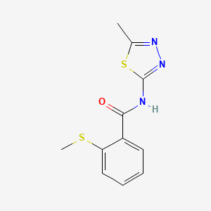 molecular formula C11H11N3OS2 B5375658 N-(5-methyl-1,3,4-thiadiazol-2-yl)-2-(methylthio)benzamide 