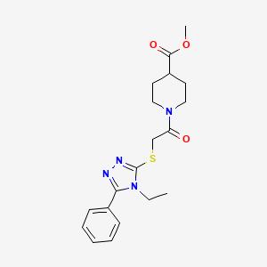 molecular formula C19H24N4O3S B5375675 methyl 1-{[(4-ethyl-5-phenyl-4H-1,2,4-triazol-3-yl)thio]acetyl}-4-piperidinecarboxylate 
