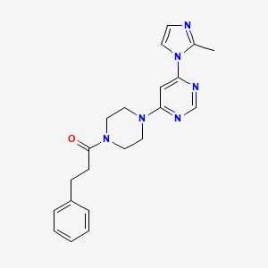 molecular formula C21H24N6O B5375691 4-(2-methyl-1H-imidazol-1-yl)-6-[4-(3-phenylpropanoyl)-1-piperazinyl]pyrimidine 