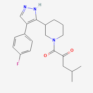 molecular formula C20H24FN3O2 B5375698 1-{3-[4-(4-fluorophenyl)-1H-pyrazol-5-yl]piperidin-1-yl}-4-methyl-1-oxopentan-2-one 