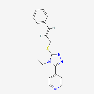 molecular formula C18H18N4S B5375716 4-{4-ethyl-5-[(3-phenyl-2-propen-1-yl)thio]-4H-1,2,4-triazol-3-yl}pyridine CAS No. 501112-81-8