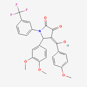 molecular formula C27H22F3NO6 B5375725 5-(3,4-dimethoxyphenyl)-3-hydroxy-4-(4-methoxybenzoyl)-1-[3-(trifluoromethyl)phenyl]-1,5-dihydro-2H-pyrrol-2-one 