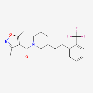 molecular formula C20H23F3N2O2 B5375733 1-[(3,5-dimethyl-4-isoxazolyl)carbonyl]-3-{2-[2-(trifluoromethyl)phenyl]ethyl}piperidine 