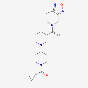 molecular formula C20H31N5O3 B5375781 1'-(cyclopropylcarbonyl)-N-methyl-N-[(4-methyl-1,2,5-oxadiazol-3-yl)methyl]-1,4'-bipiperidine-3-carboxamide 