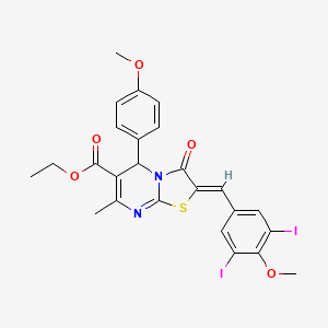 molecular formula C25H22I2N2O5S B5375827 ethyl 2-(3,5-diiodo-4-methoxybenzylidene)-5-(4-methoxyphenyl)-7-methyl-3-oxo-2,3-dihydro-5H-[1,3]thiazolo[3,2-a]pyrimidine-6-carboxylate 