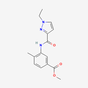 molecular formula C15H17N3O3 B5375837 methyl 3-{[(1-ethyl-1H-pyrazol-3-yl)carbonyl]amino}-4-methylbenzoate 