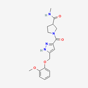 molecular formula C18H22N4O4 B5375843 1-({5-[(2-methoxyphenoxy)methyl]-1H-pyrazol-3-yl}carbonyl)-N-methylpyrrolidine-3-carboxamide 