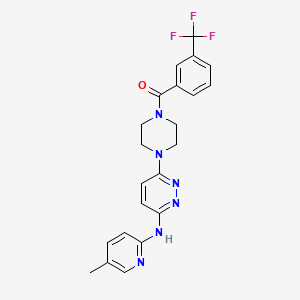 molecular formula C22H21F3N6O B5375846 N-(5-methyl-2-pyridinyl)-6-{4-[3-(trifluoromethyl)benzoyl]-1-piperazinyl}-3-pyridazinamine 