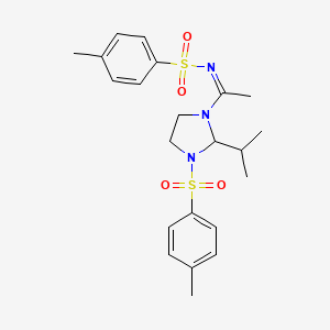 molecular formula C22H29N3O4S2 B5375856 N-(1-{2-isopropyl-3-[(4-methylphenyl)sulfonyl]-1-imidazolidinyl}ethylidene)-4-methylbenzenesulfonamide 