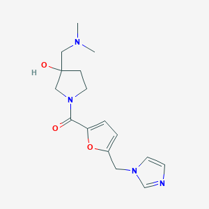 molecular formula C16H22N4O3 B5375865 3-[(dimethylamino)methyl]-1-[5-(1H-imidazol-1-ylmethyl)-2-furoyl]-3-pyrrolidinol 