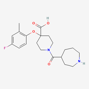 molecular formula C20H27FN2O4 B5375871 1-(azepan-4-ylcarbonyl)-4-(4-fluoro-2-methylphenoxy)piperidine-4-carboxylic acid 