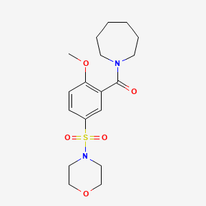 molecular formula C18H26N2O5S B5375963 1-[2-methoxy-5-(4-morpholinylsulfonyl)benzoyl]azepane 