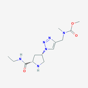 molecular formula C13H22N6O3 B5376002 (4S)-N-ethyl-4-(4-{[(methoxycarbonyl)(methyl)amino]methyl}-1H-1,2,3-triazol-1-yl)-L-prolinamide hydrochloride 